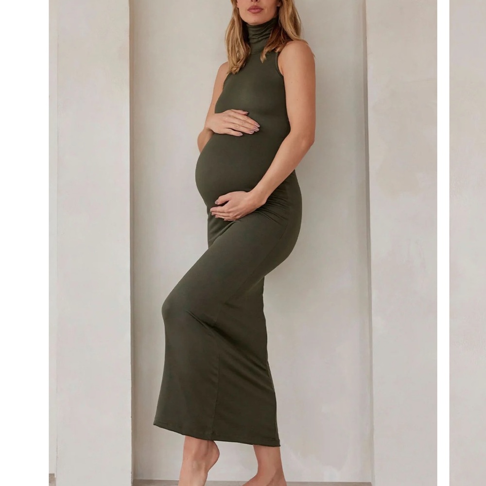 Sleeveless Olive Maternity Dress